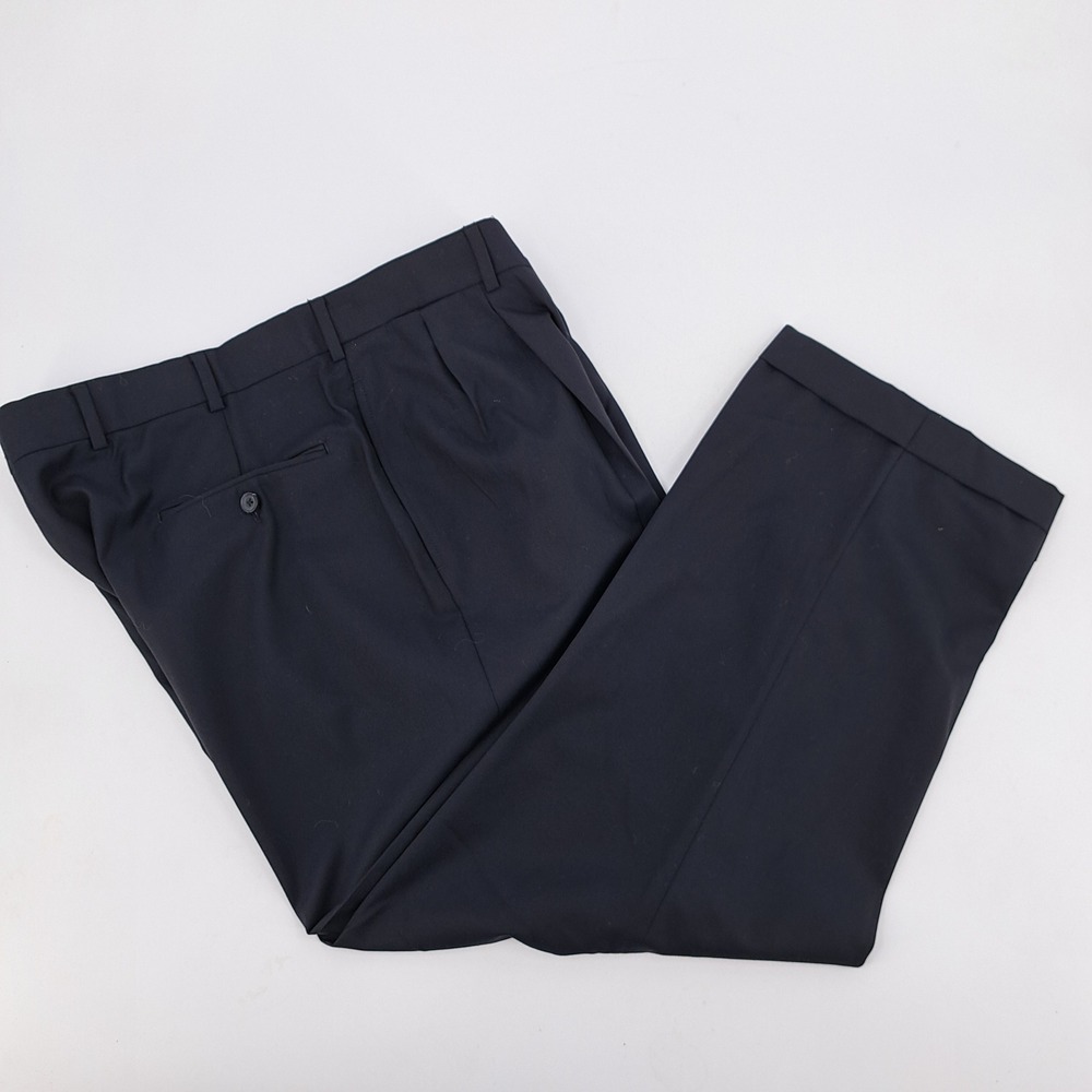 Brooks Brothers Madison Wool Pleated Dress Pants Mens 38x27 Navy USA